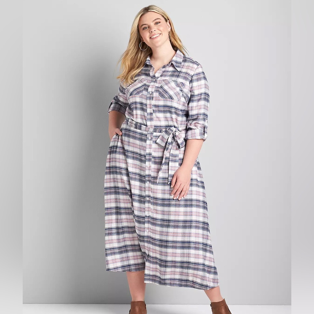 Plaid Belted Shirt Dress